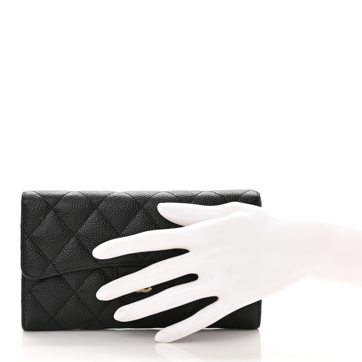 Caviar Quilted Large Flap Wallet Black