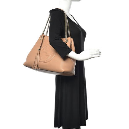 Gucci Pebbled Calfskin Medium Soho Chain Shoulder Bag Rose Beige 2 of 10