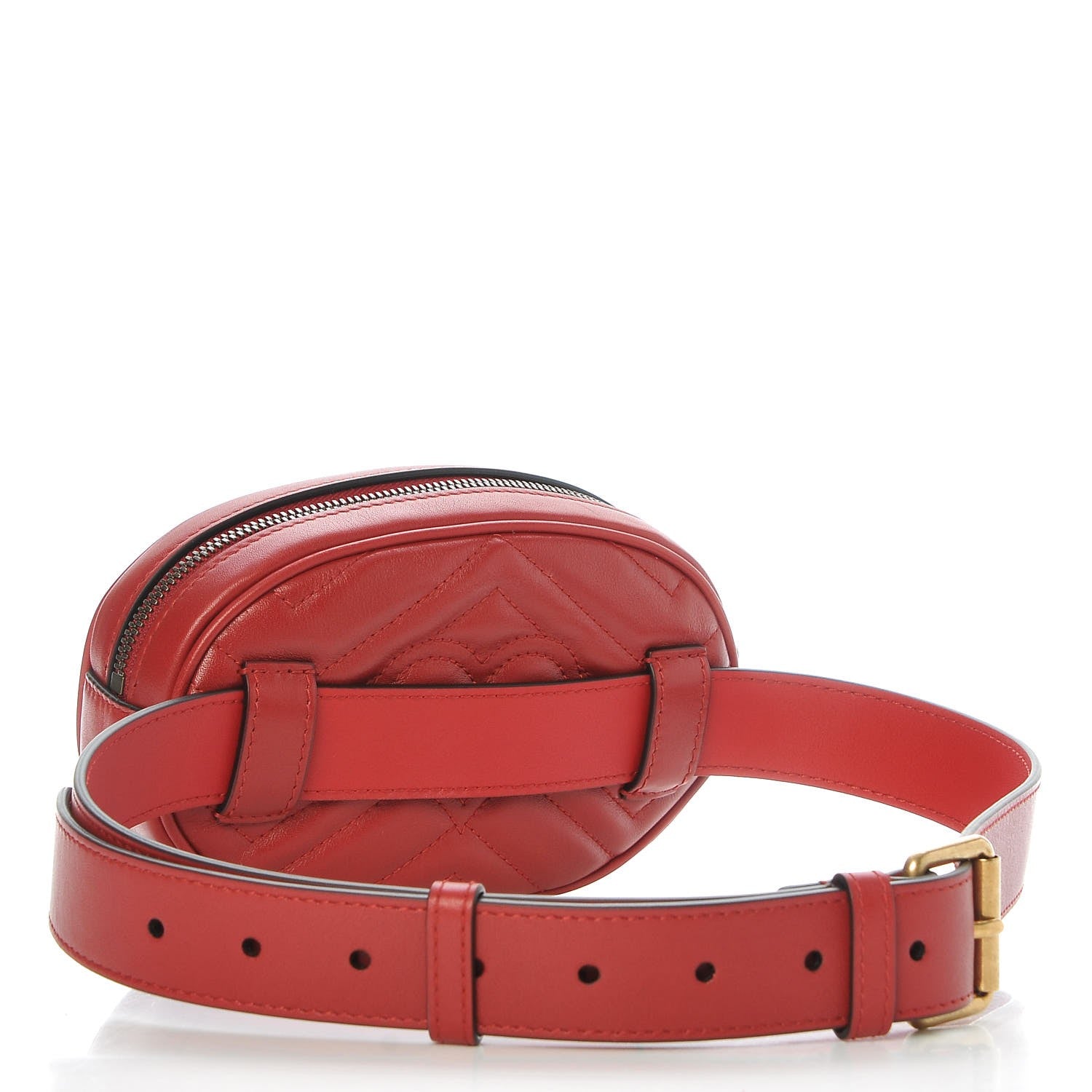 Gucci Calfskin Matelasse GG Marmont Belt Bag 85 34 Hibiscus Red 3 of 7