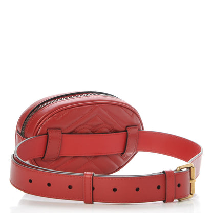 Gucci Calfskin Matelasse GG Marmont Belt Bag 85 34 Hibiscus Red 3 of 7
