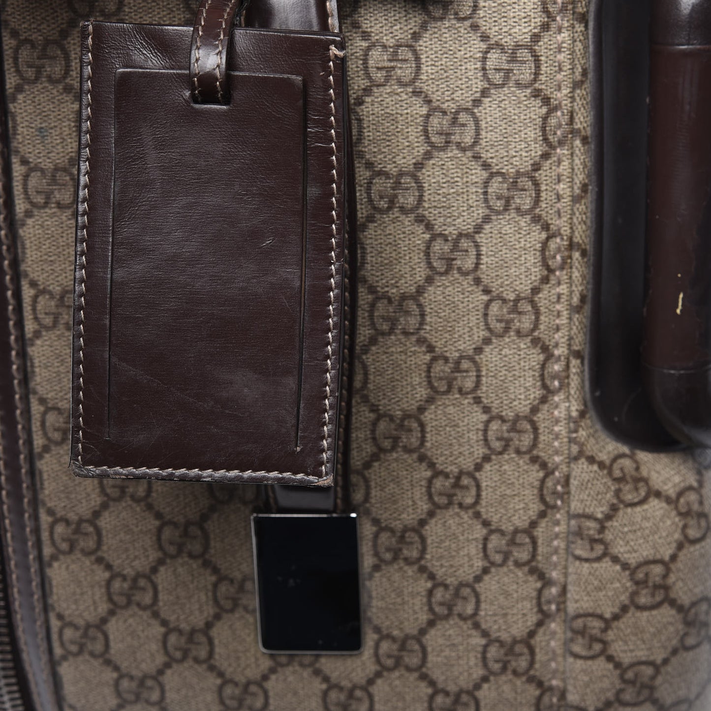 GG Plus Monogram Trolley Suitcase Dark Brown