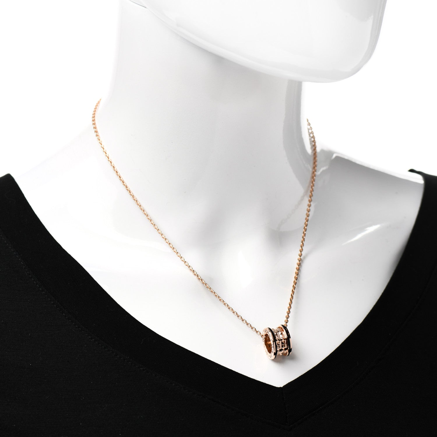 Bulgari 18K Rose Gold Black Ceramic B.Zero1 Rock Pendant Necklace 2 of 8