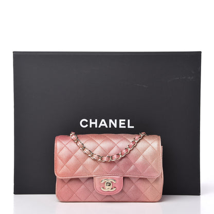 Chanel Metallic Lambskin Quilted Ombre Mini Rectangular Flap Pink 11 of 11