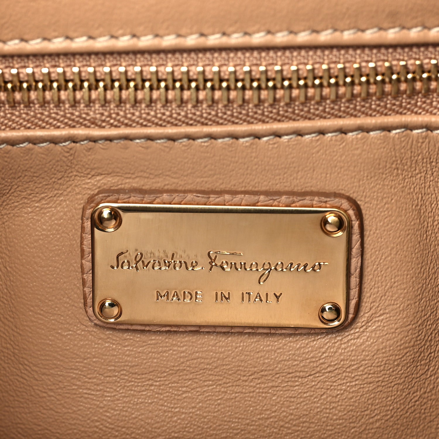 Salvatore Ferragamo Calfskin Fanisa Gancini Hobo Natural 5 of 5