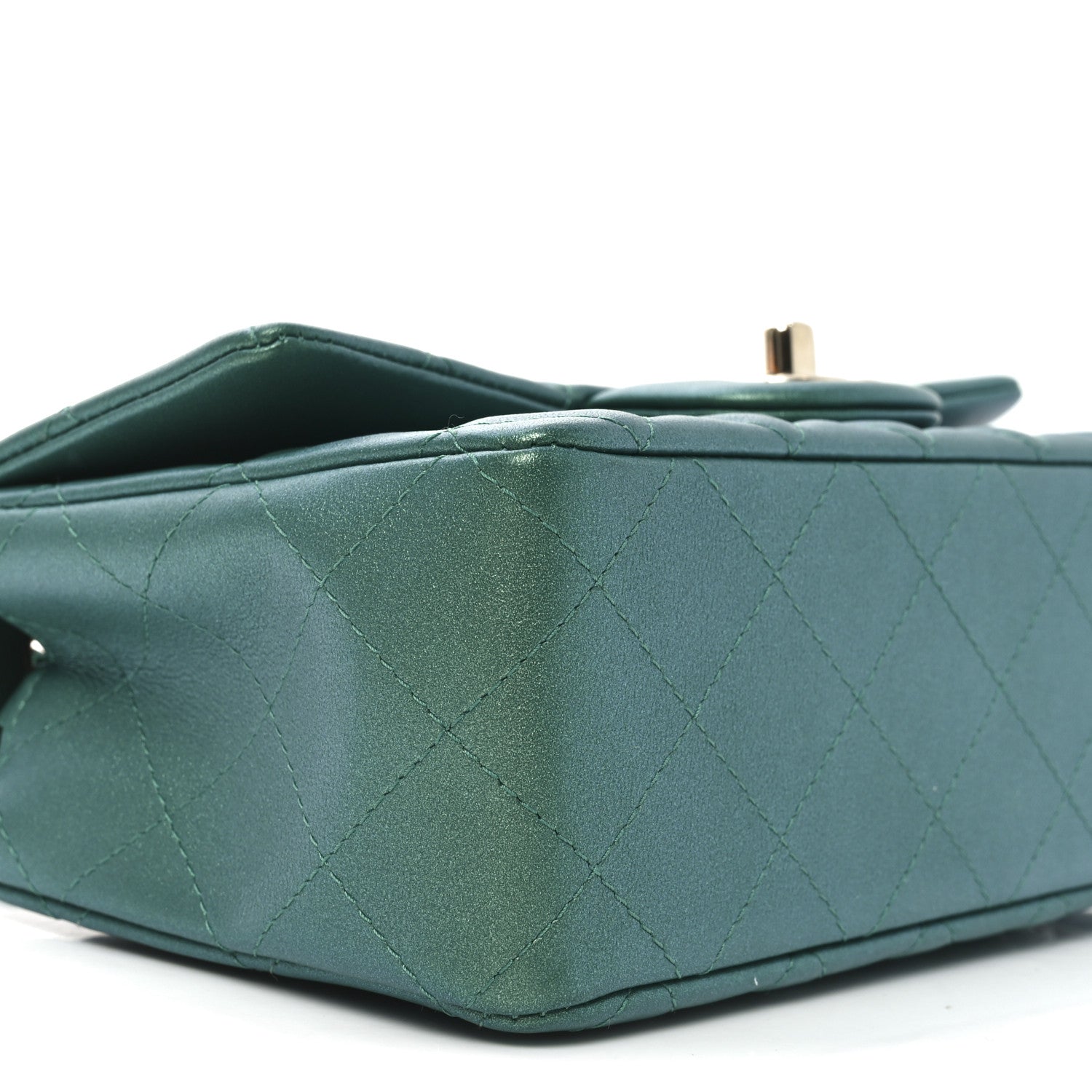 Chanel Iridescent Lambskin Quilted Mini Rectangular Flap Green 9 of 11