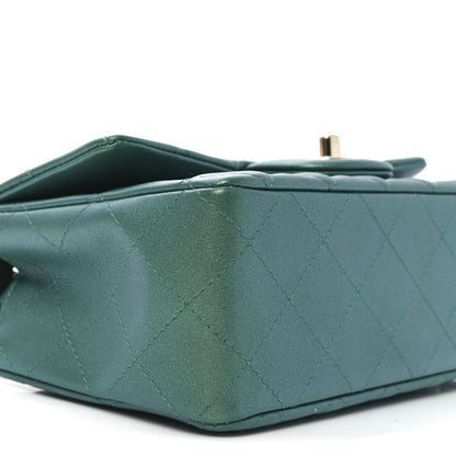 Chanel Iridescent Lambskin Quilted Mini Rectangular Flap Green 9 of 11
