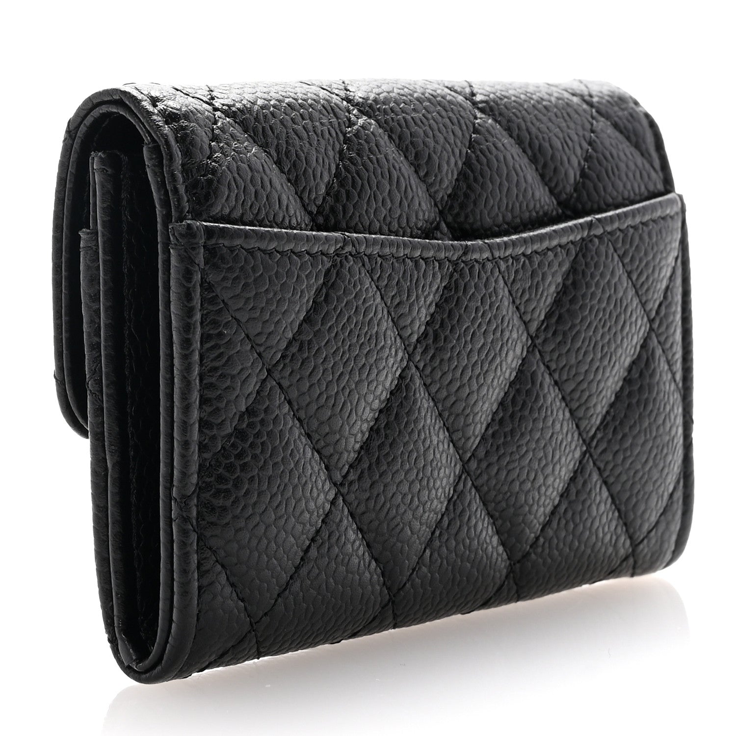 Chanel Caviar Quilted Flap Card Holder Wallet Black 3 of 8