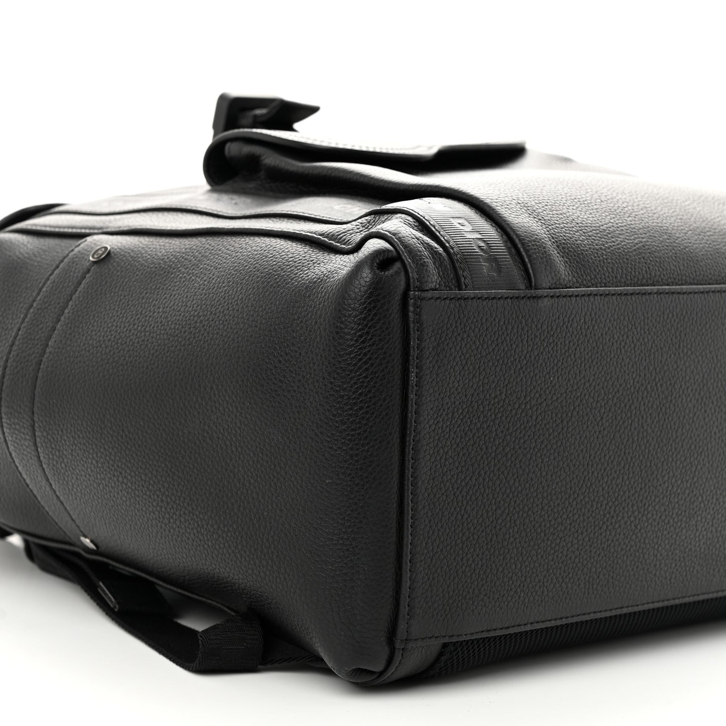 Grained Calfskin Saddle Backpack Black