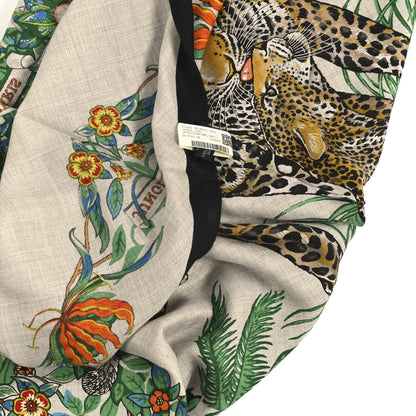 Hermes Cashmere Silk Jungle Love Giant Triangle Scarf Black Naturel Multicolor 3 of 4