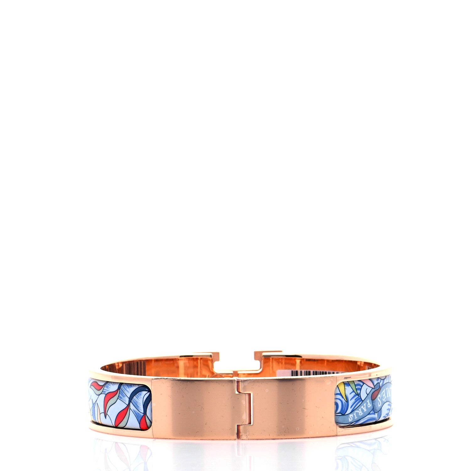Hermes Enamel Narrow Print Cosmographia Universalis Clic Clac H Bracelet PM Album De Soie 3 of 8