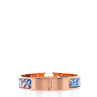 Hermes Enamel Narrow Print Cosmographia Universalis Clic Clac H Bracelet PM Album De Soie 3 of 8