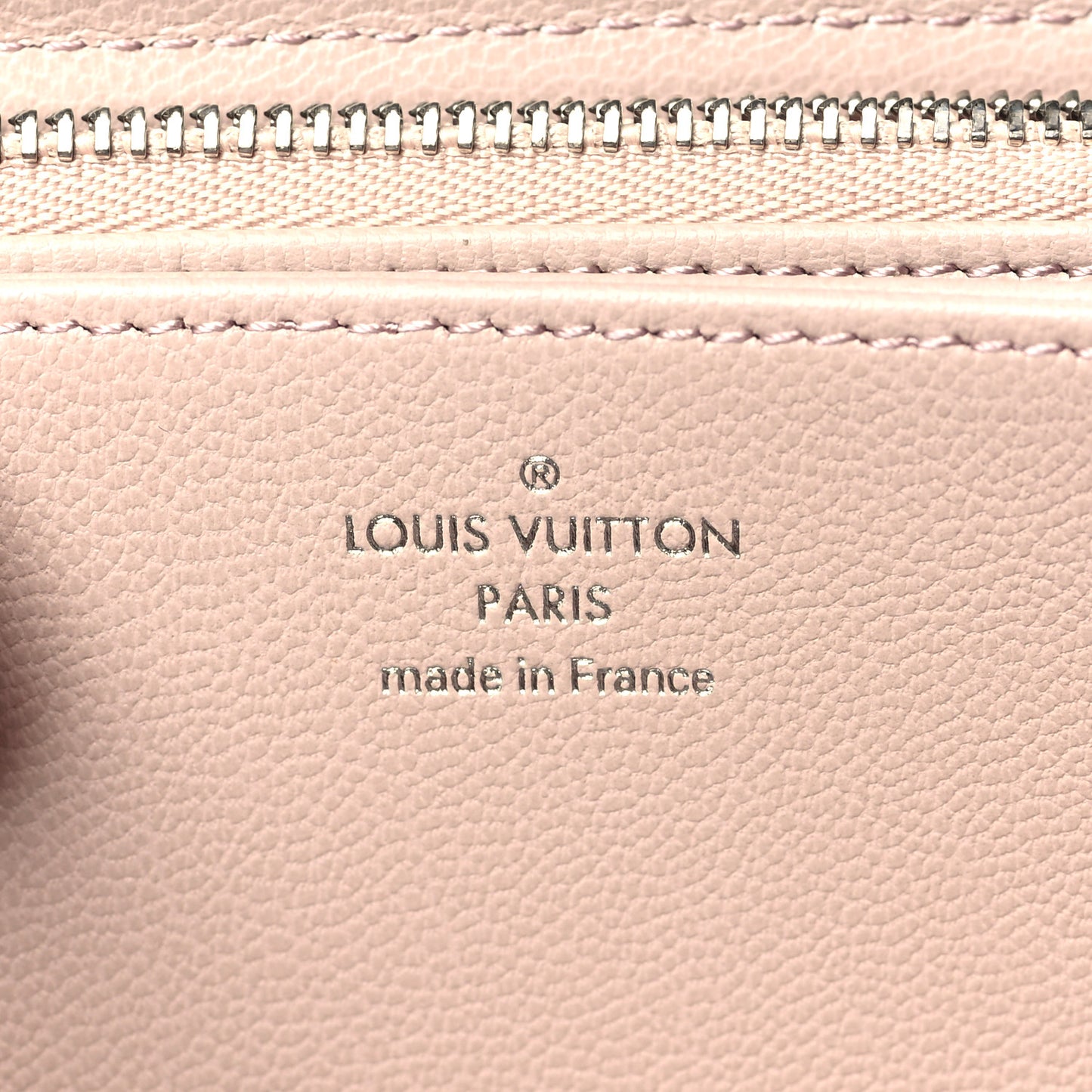 Lambskin Embossed Monogram LV Ski Coussin Zippy Wallet Gray