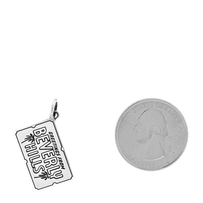 Tiffany Sterling Silver Enamel Beverly Hills Postcard Charm Blue 2 of 4