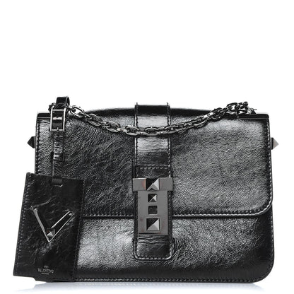 Valentino Garavani Craquele Calfskin B-Rockstud Flap Black 1 of 8