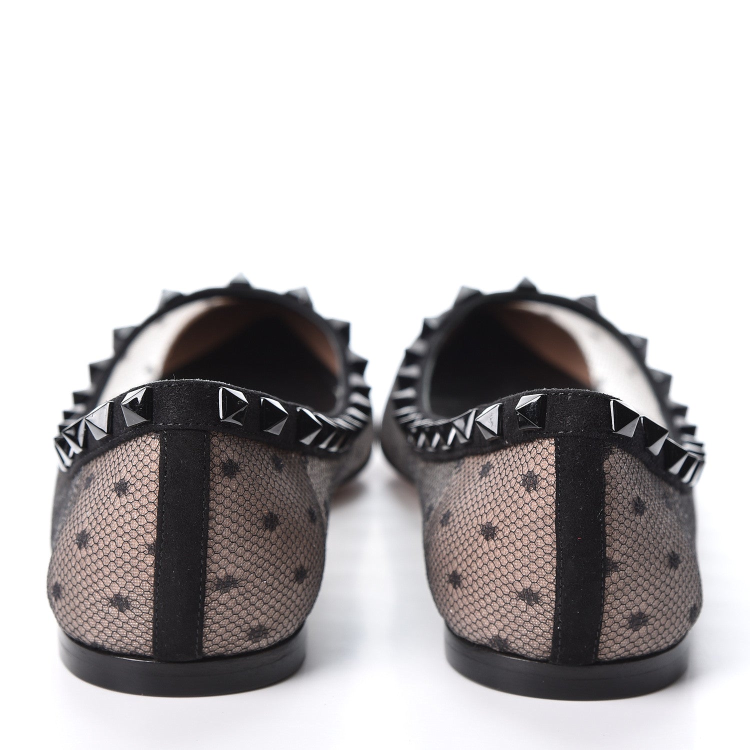 Valentino Garavani Mesh Point d'Esprit Rockstud Ballerina Flats 39.5 Black 5 of 9