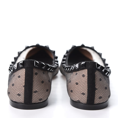 Valentino Garavani Mesh Point d'Esprit Rockstud Ballerina Flats 39.5 Black 5 of 9