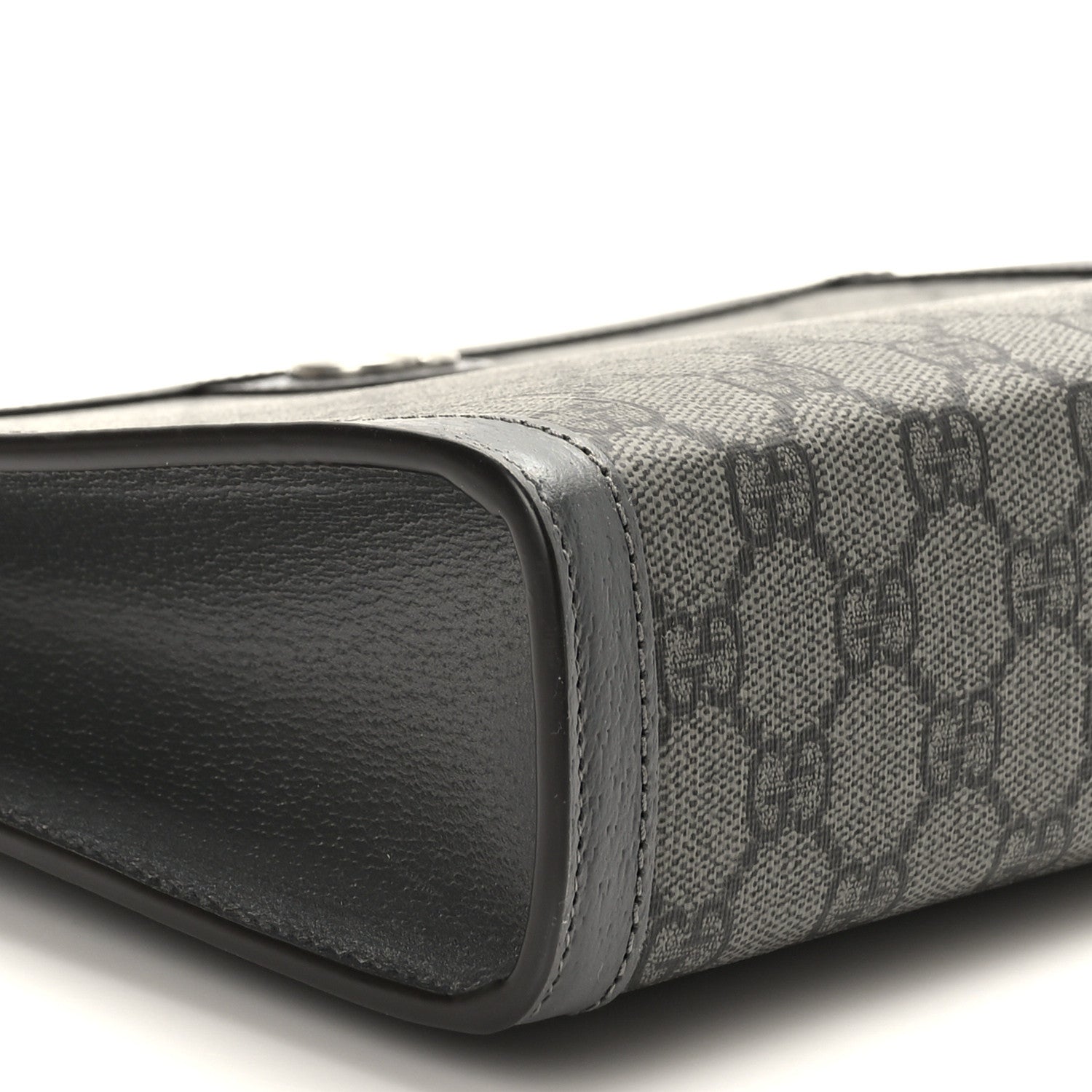 Gucci GG Supreme Monogram Textured Dollar Calfskin Ophidia Wristlet Pouch Grey Black Graphite Grey 8 of 9