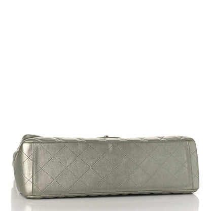 Chanel Metallic Lambskin Quilted Maxi Double Flap Green 4 of 17
