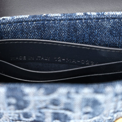 Christian Dior Oblique Denim Small Saddle Pouch With Chain Blue 7 of 10