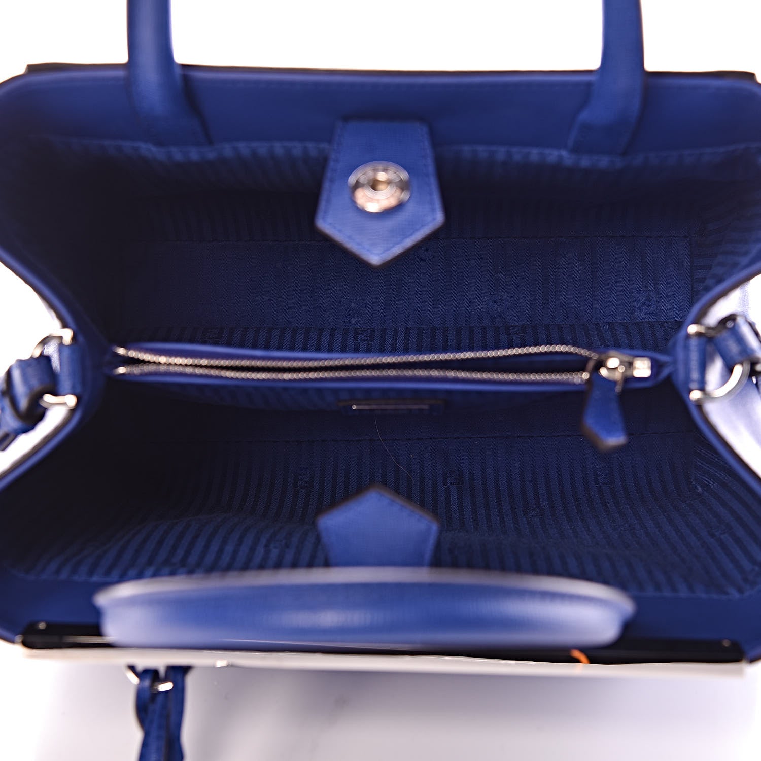 Fendi Vitello Elite Petite 2Jours Tote Blue Neon 5 of 10