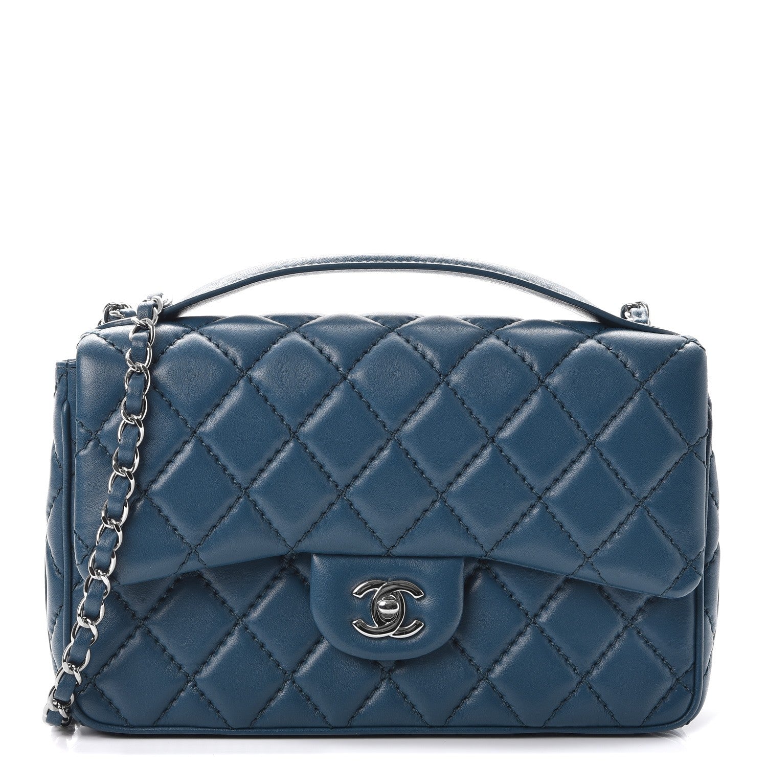 Chanel Lambskin Quilted Medium Easy Carry Flap Blue 1 of 8