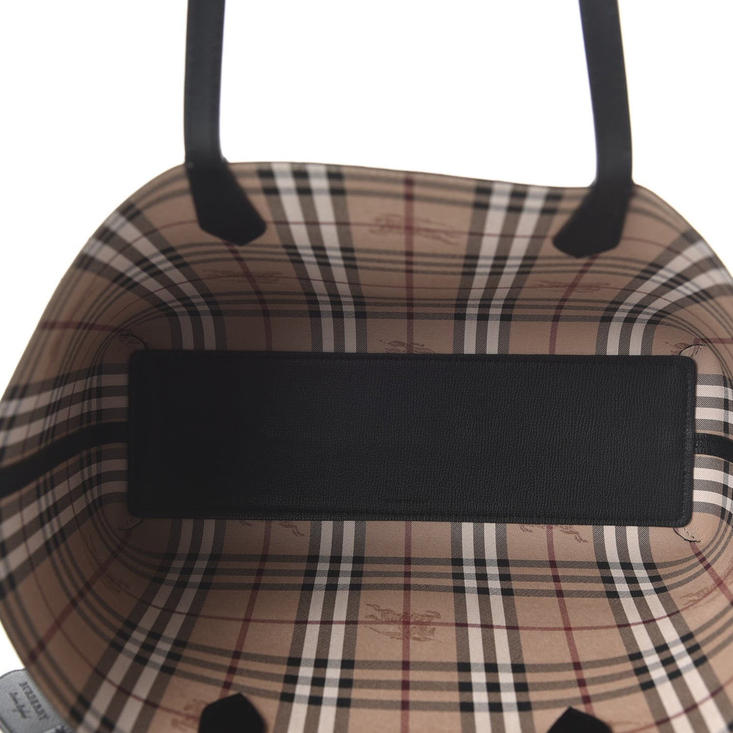 Grainy Calfskin Haymarket Check Medium Reversible Tote Black