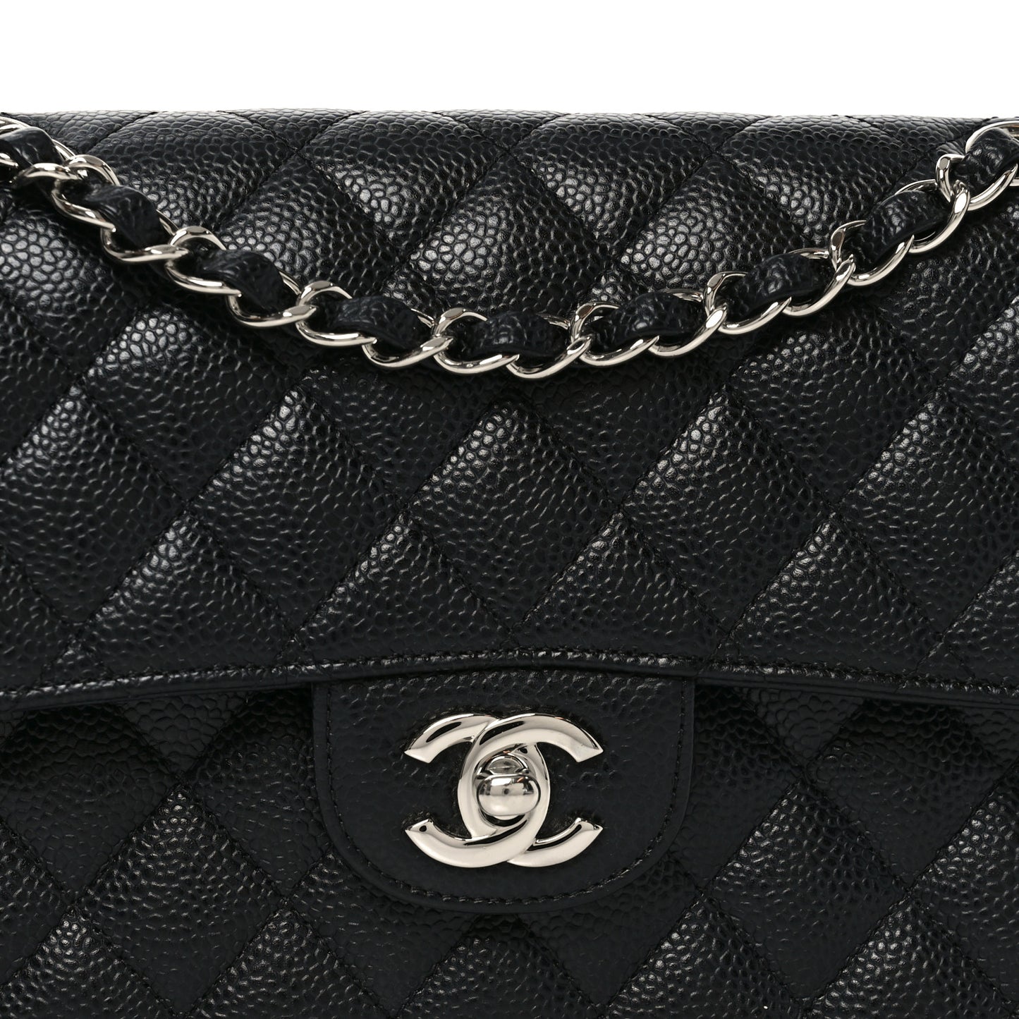 Caviar Quilted Small Double Flap Black