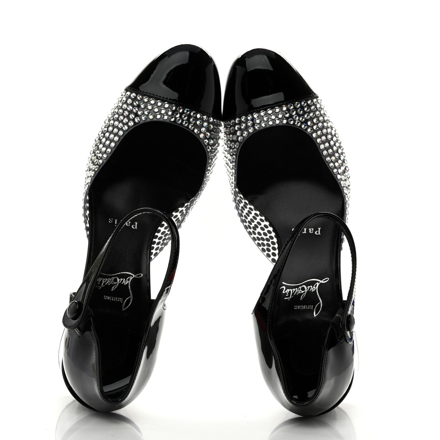 Christian Louboutin Patent PVC Strass Miss Jane Mary Janes 55 Pumps 37.5 Black 2 of 11