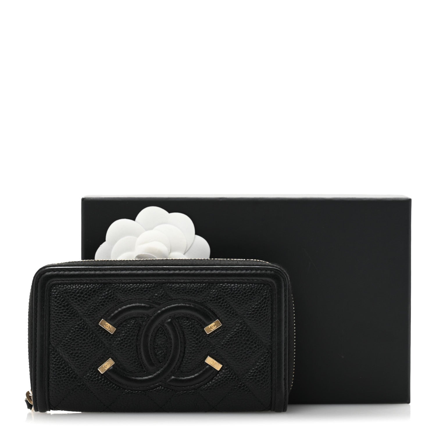 Chanel Caviar Quilted Medium Filigree Zip Around Wallet Black 11 of 11