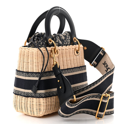 Christian Dior Wicker Oblique Medium Lady Dior Bag Blue 2 of 9