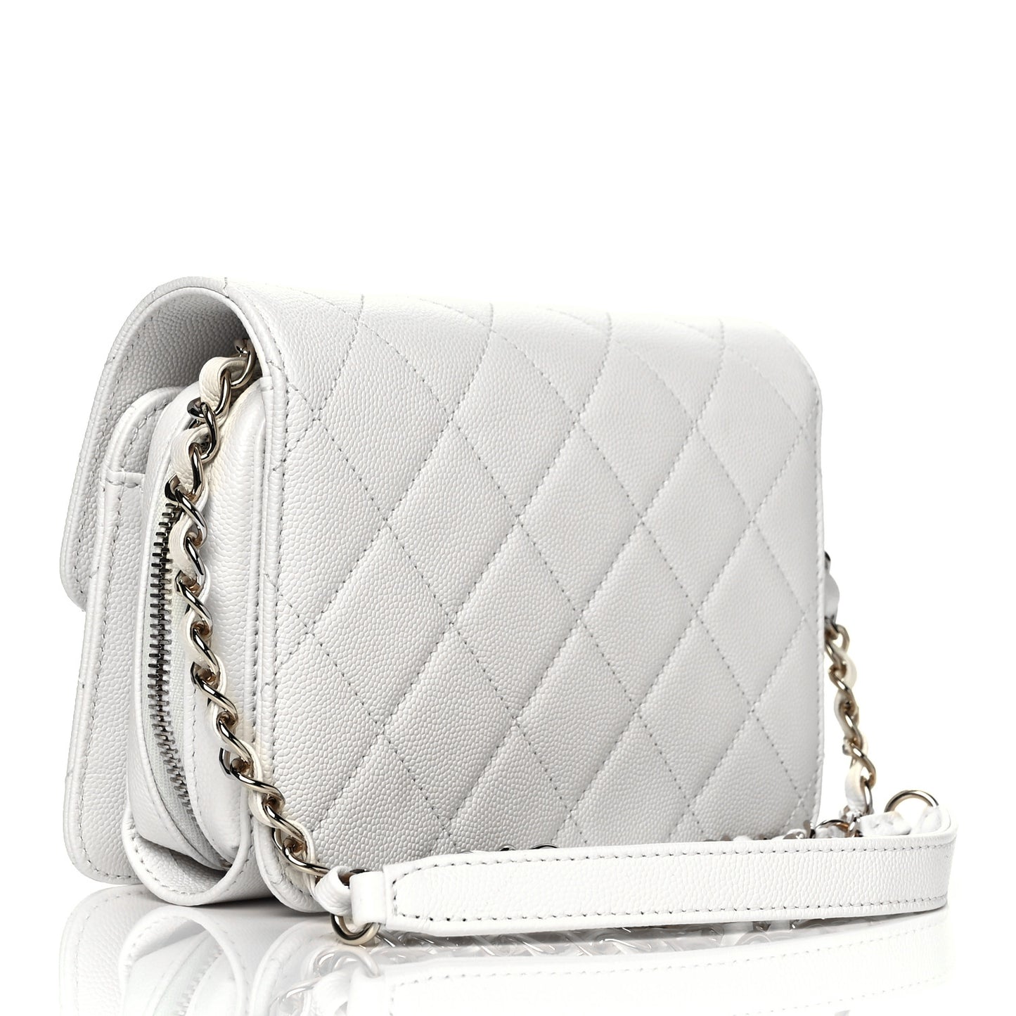 Caviar Quilted Like A Wallet Flap White