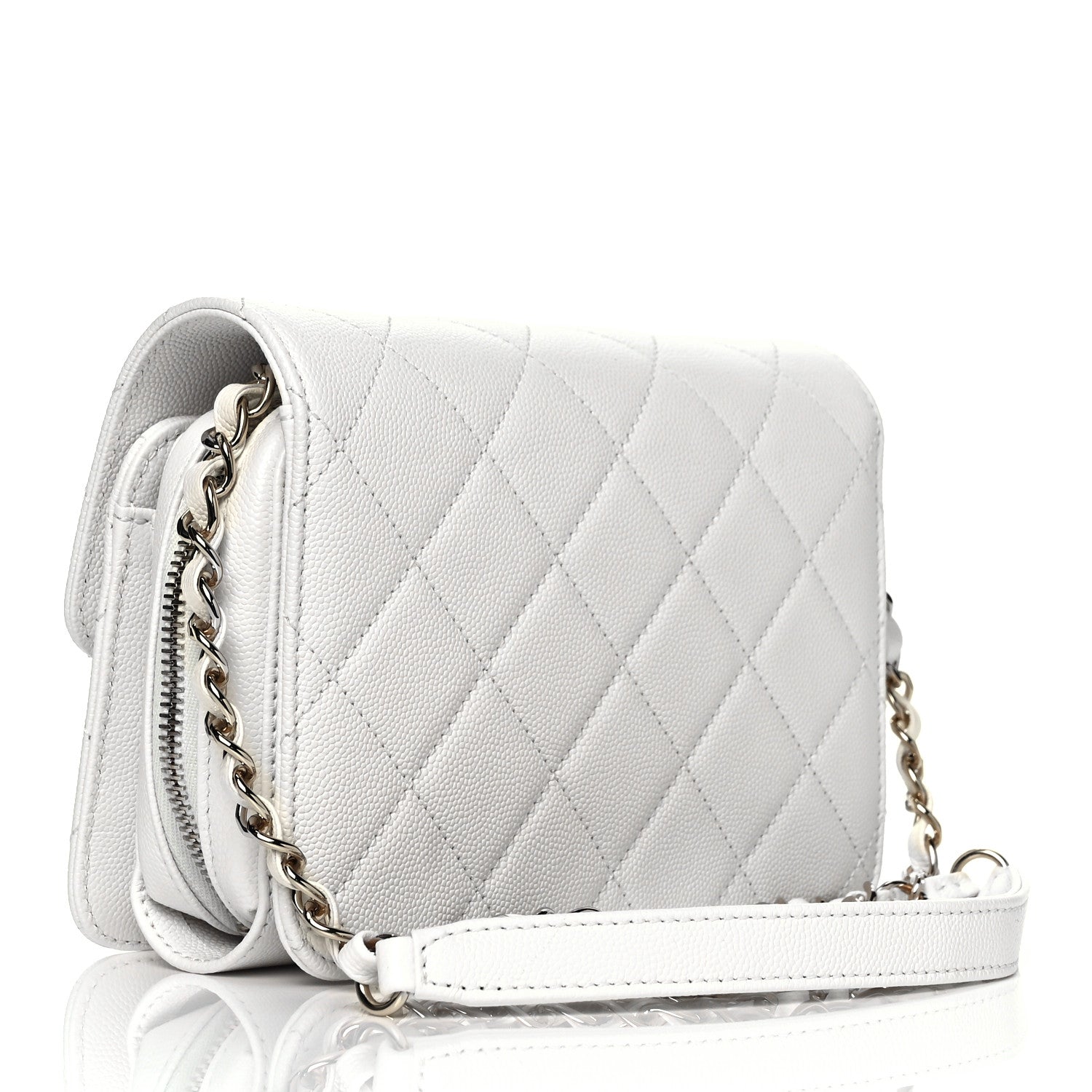 Chanel Caviar Quilted Like A Wallet Flap White 2 of 9
