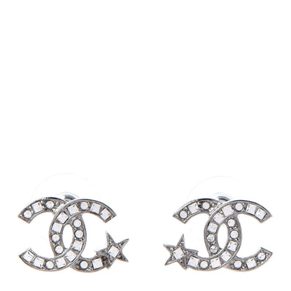 Chanel Crystal CC Starfall Earrings Silver 1 of 5