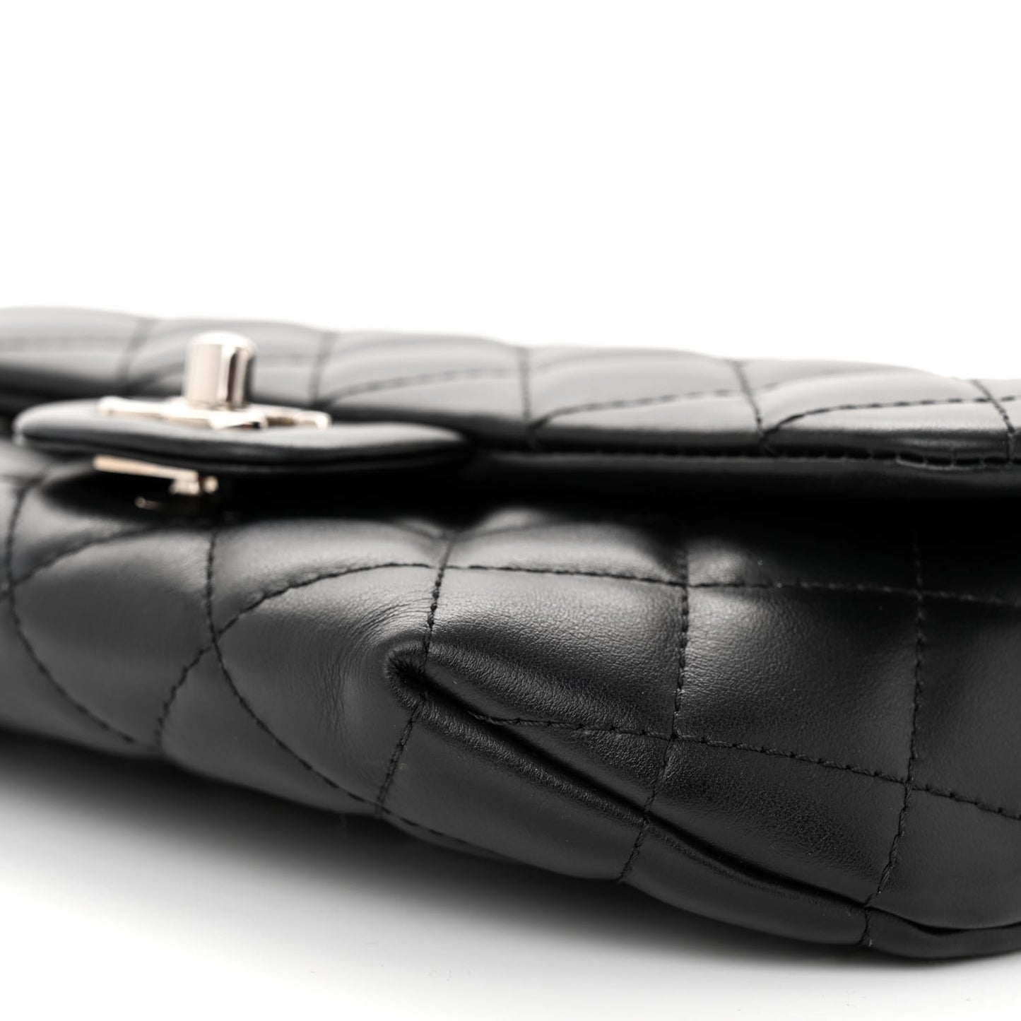 Calfskin Quilted CC Uniform Flap Belt Bag Black