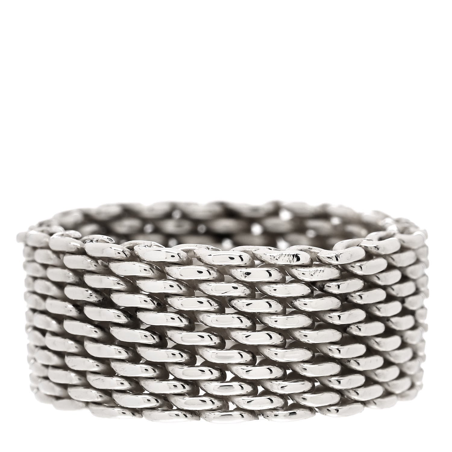 Tiffany Sterling Silver Somerset Mesh Ring 60 9 3 of 4