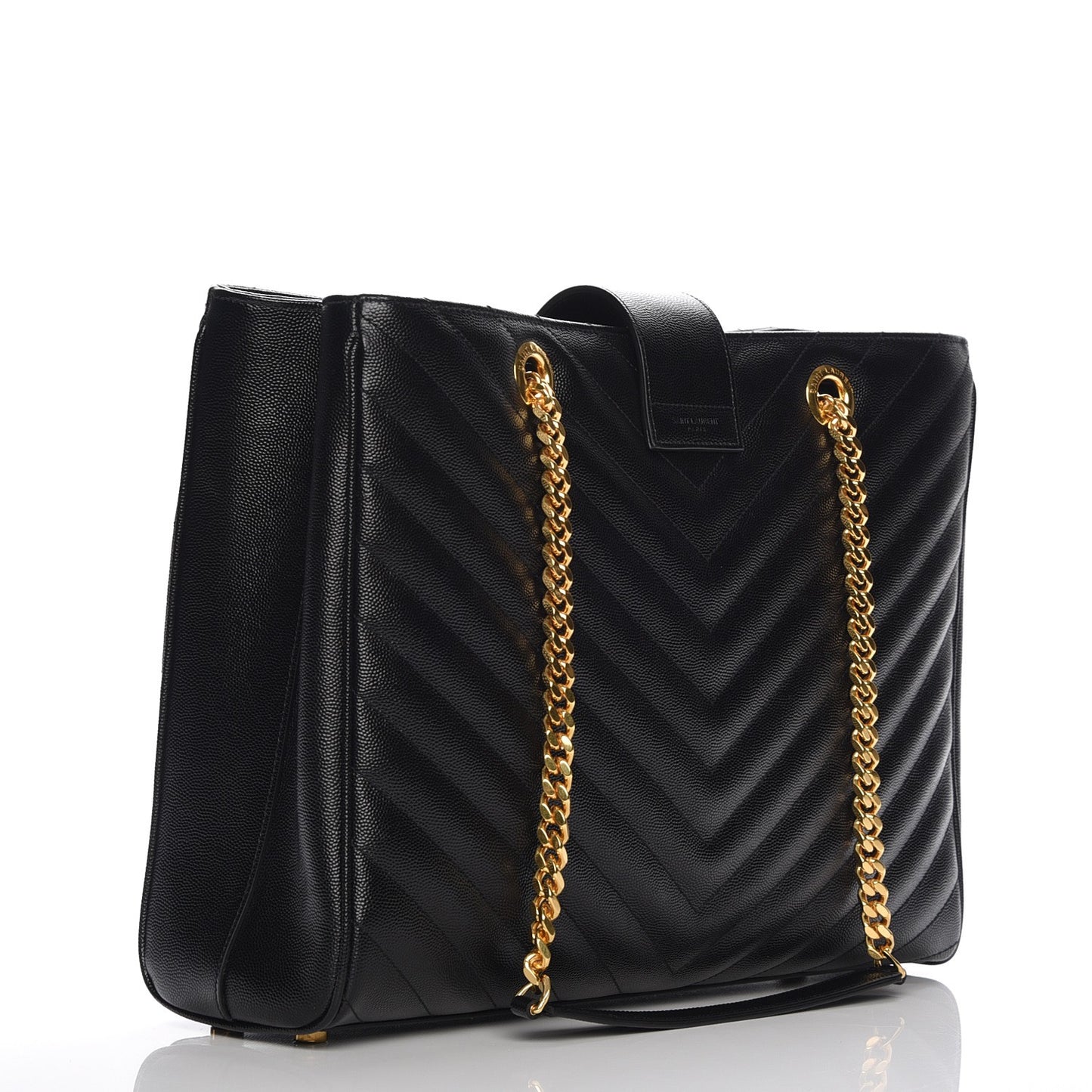 Grain De Poudre Matelasse Chevron Monogram Shopping Bag Black