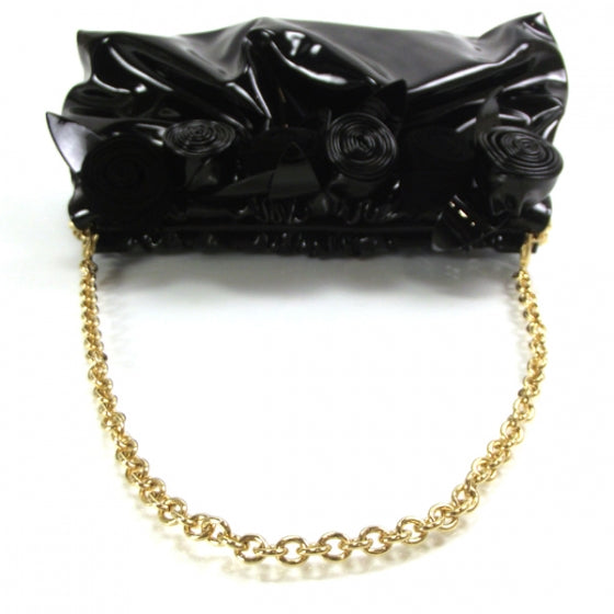 Valentino Garavani Patent Rosette Evening Clutch Black 5 of 7
