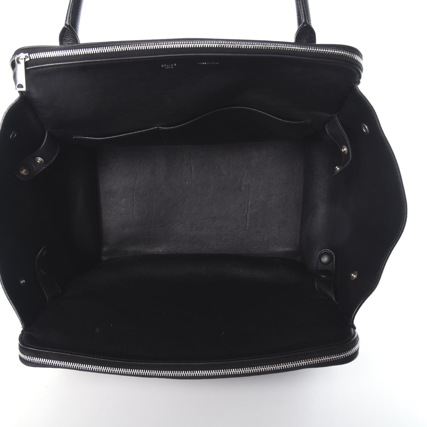 Drummed Calfskin Suede Double Zip Trapeze Black