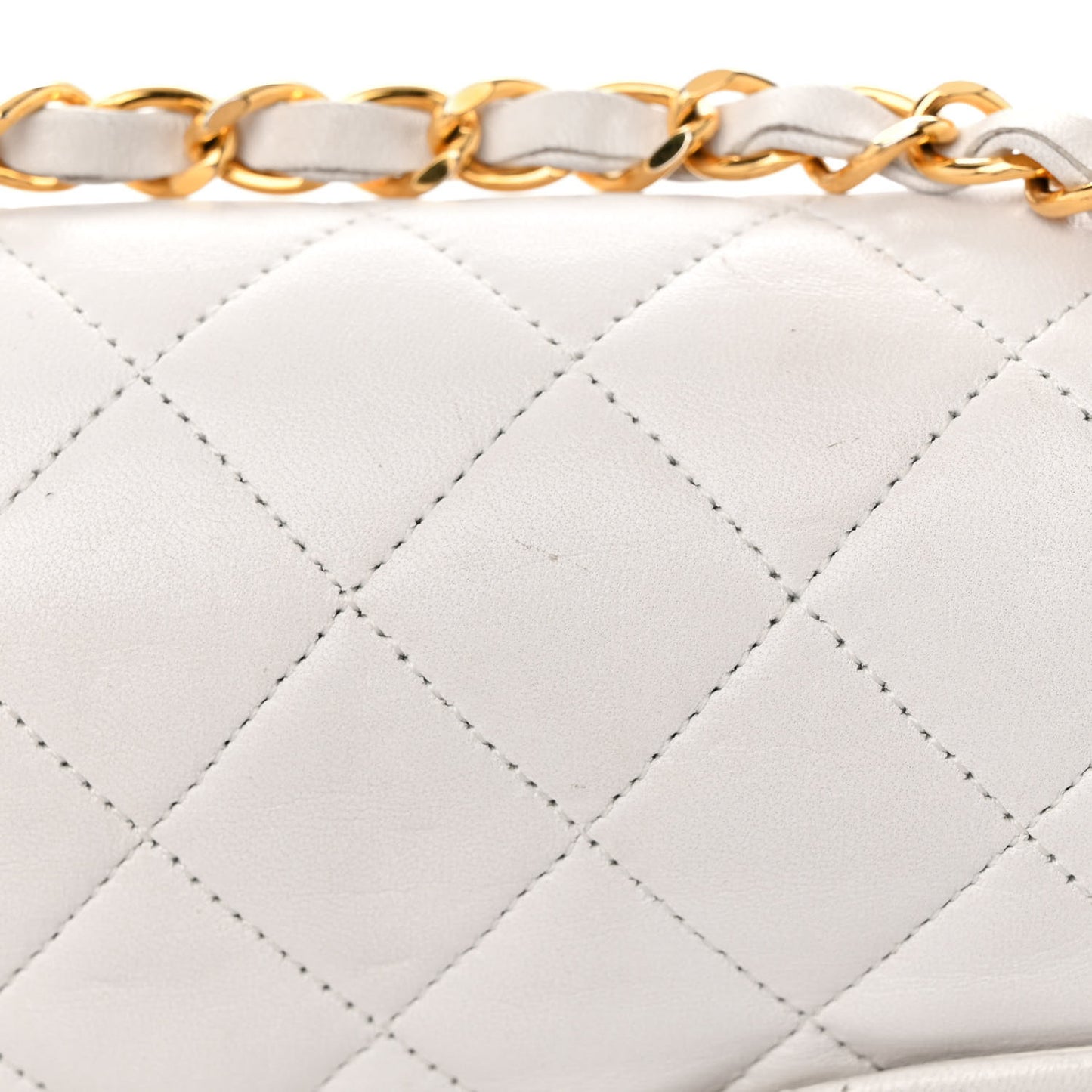 Lambskin Quilted Medium Double Flap White
