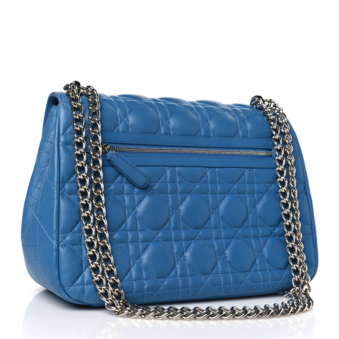 Lambskin Cannage Large Miss Dior Flap Blue