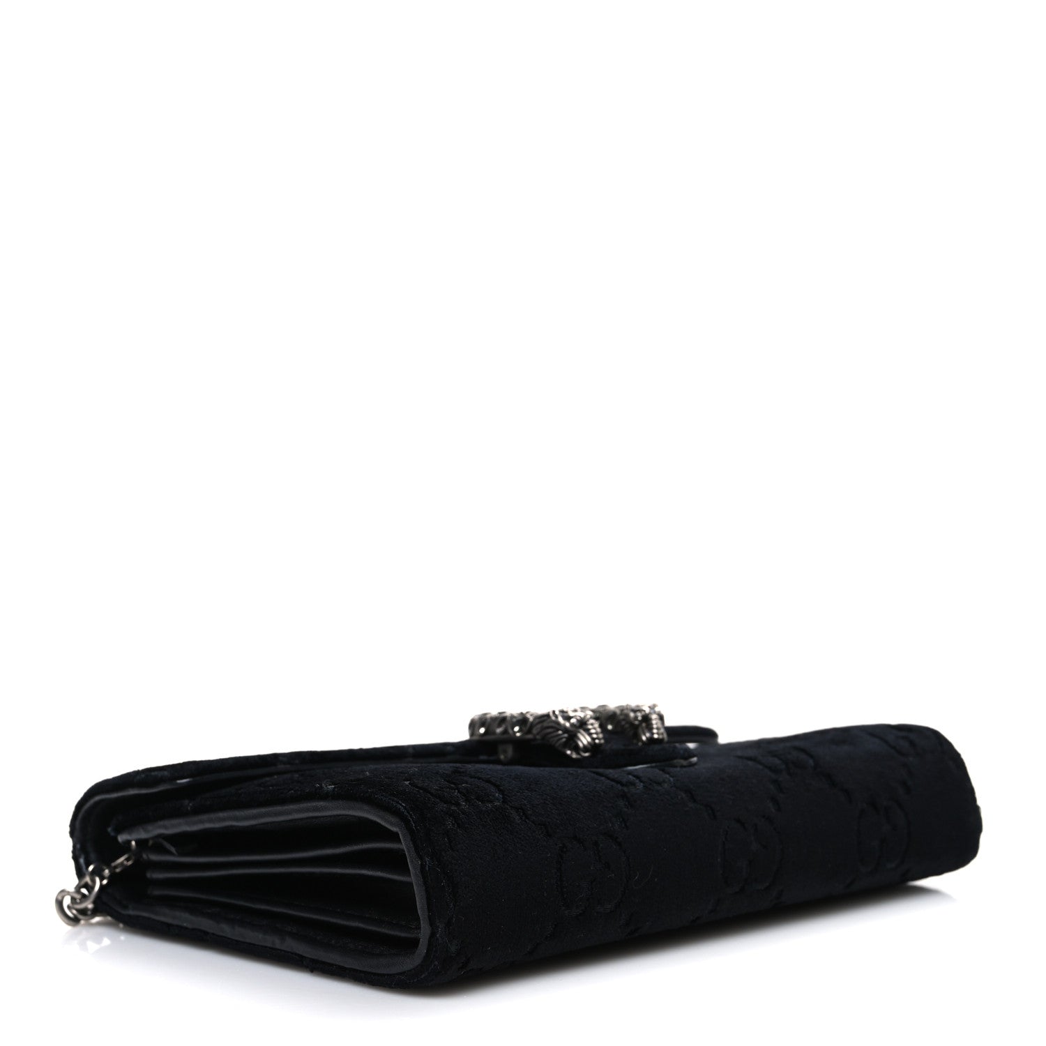 Gucci Velvet GG Monogram Mini Dionysus Chain Wallet Black 4 of 11