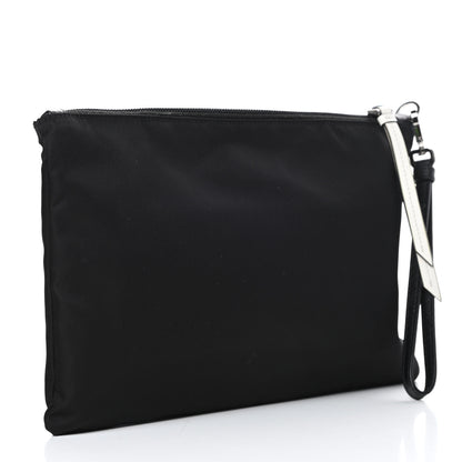 Prada Tessuto Nylon Saffiano Patch Camouflage Pouch Blue Black 4 of 8