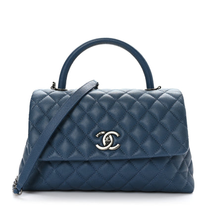 Chanel Caviar Quilted Small Coco Handle Flap Blue 1 of 9
