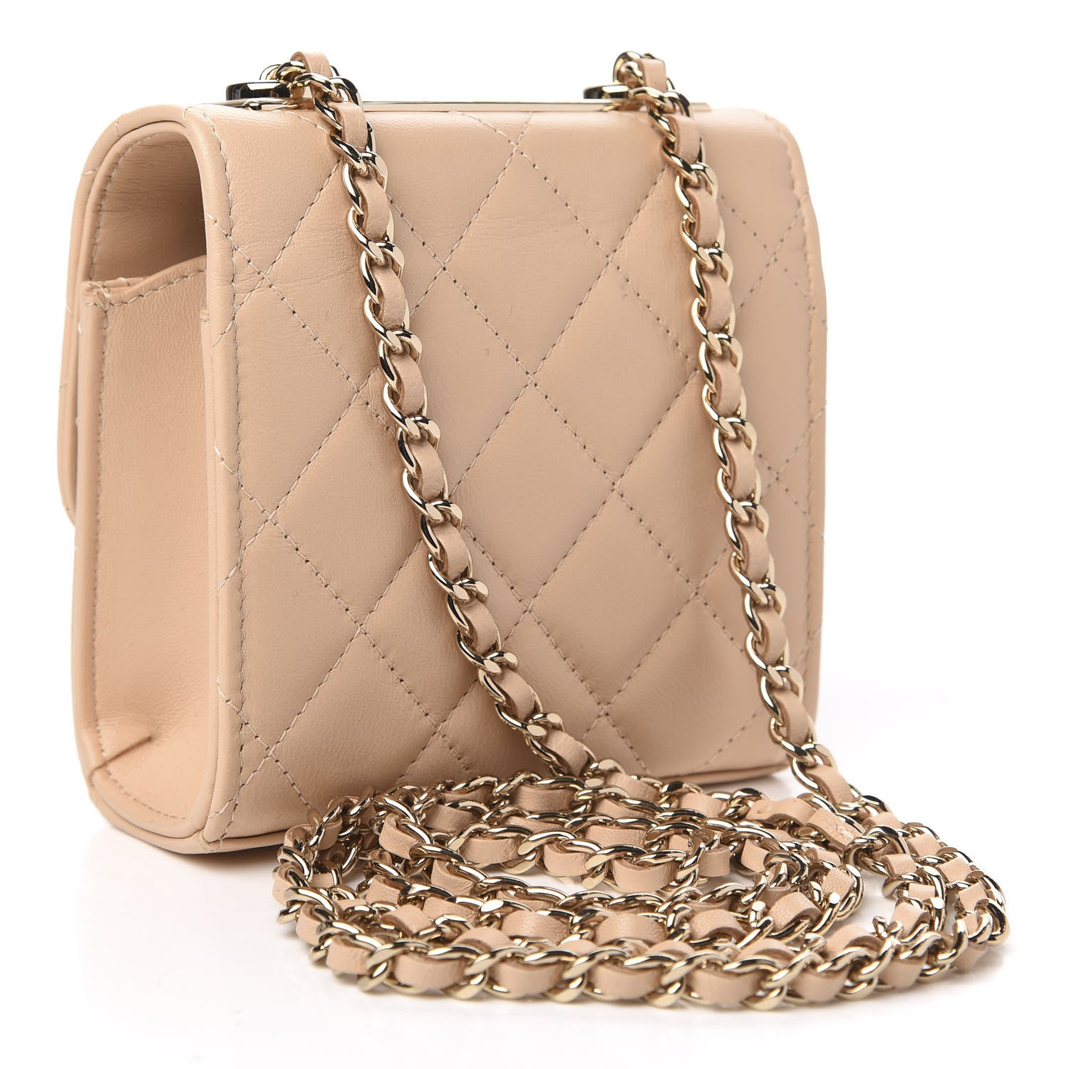 Chanel Lambskin Quilted Mini Trendy CC Clutch With Chain Beige 3 of 11