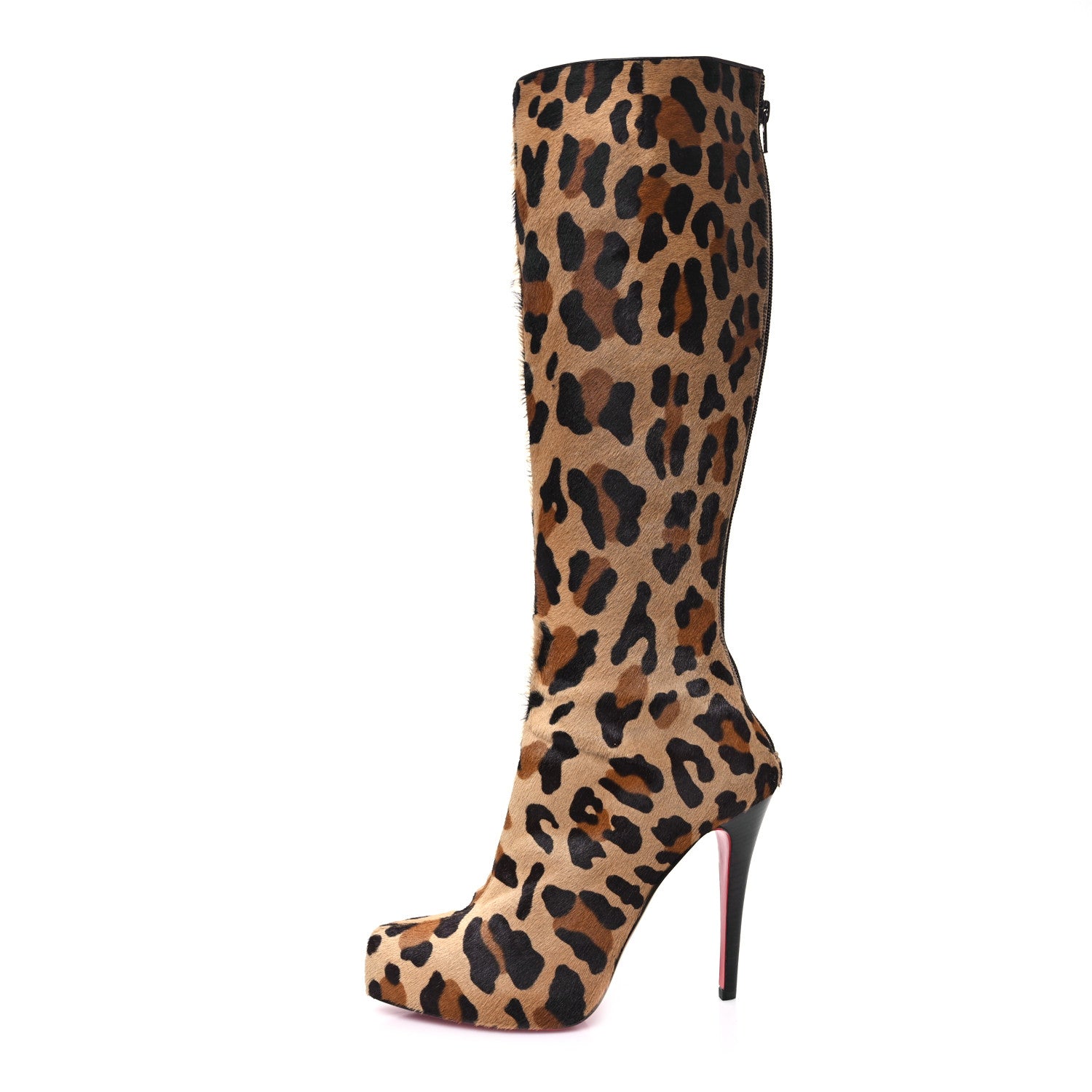 Christian Louboutin Pony Hair Alta Ariella Talon 110 Boots 39 Leopard 1 of 8