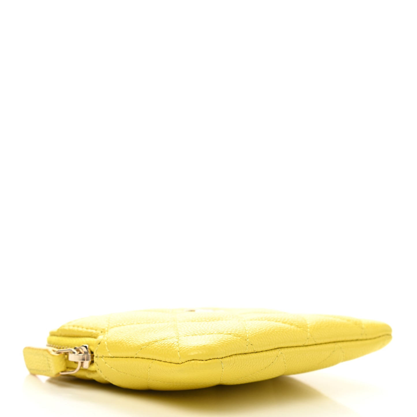 Caviar Quilted Zip Card Holder Wallet Yellow