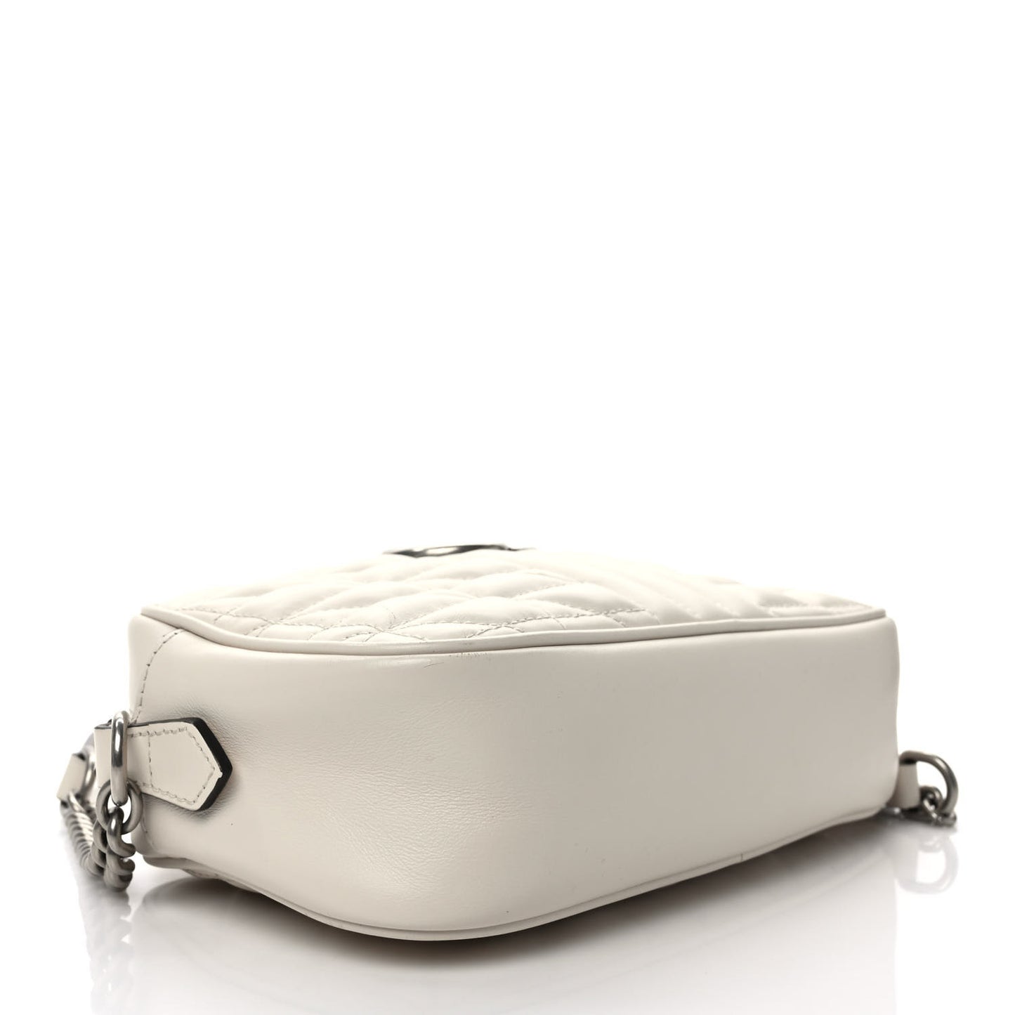 Calfskin Matelasse Aria Small GG Marmont Chain Shoulder Bag Mystic White