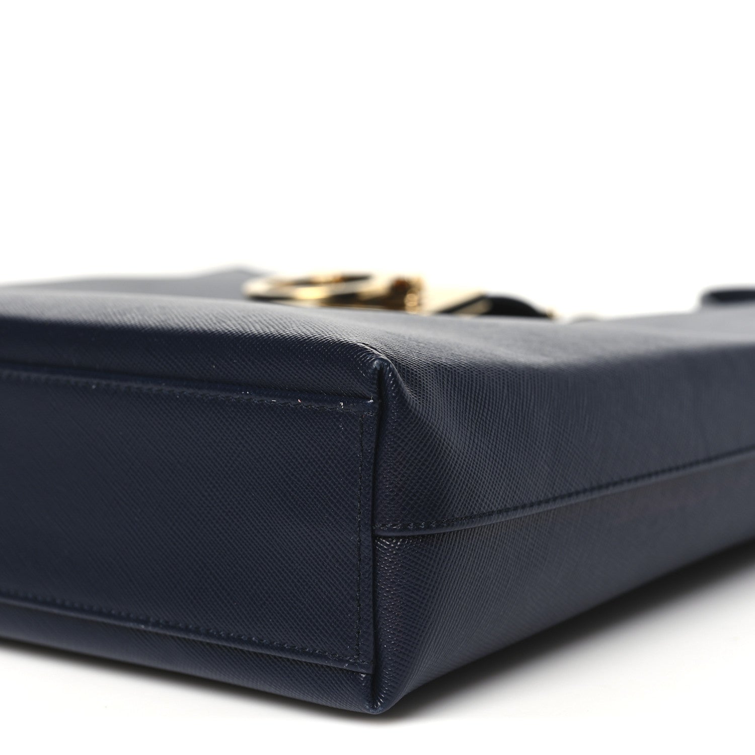 Salvatore Ferragamo Hammered Calfskin Trifolio Shoulder Bag Navy 9 of 9