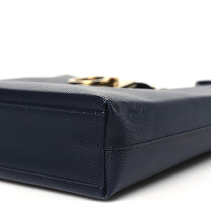 Salvatore Ferragamo Hammered Calfskin Trifolio Shoulder Bag Navy 9 of 9