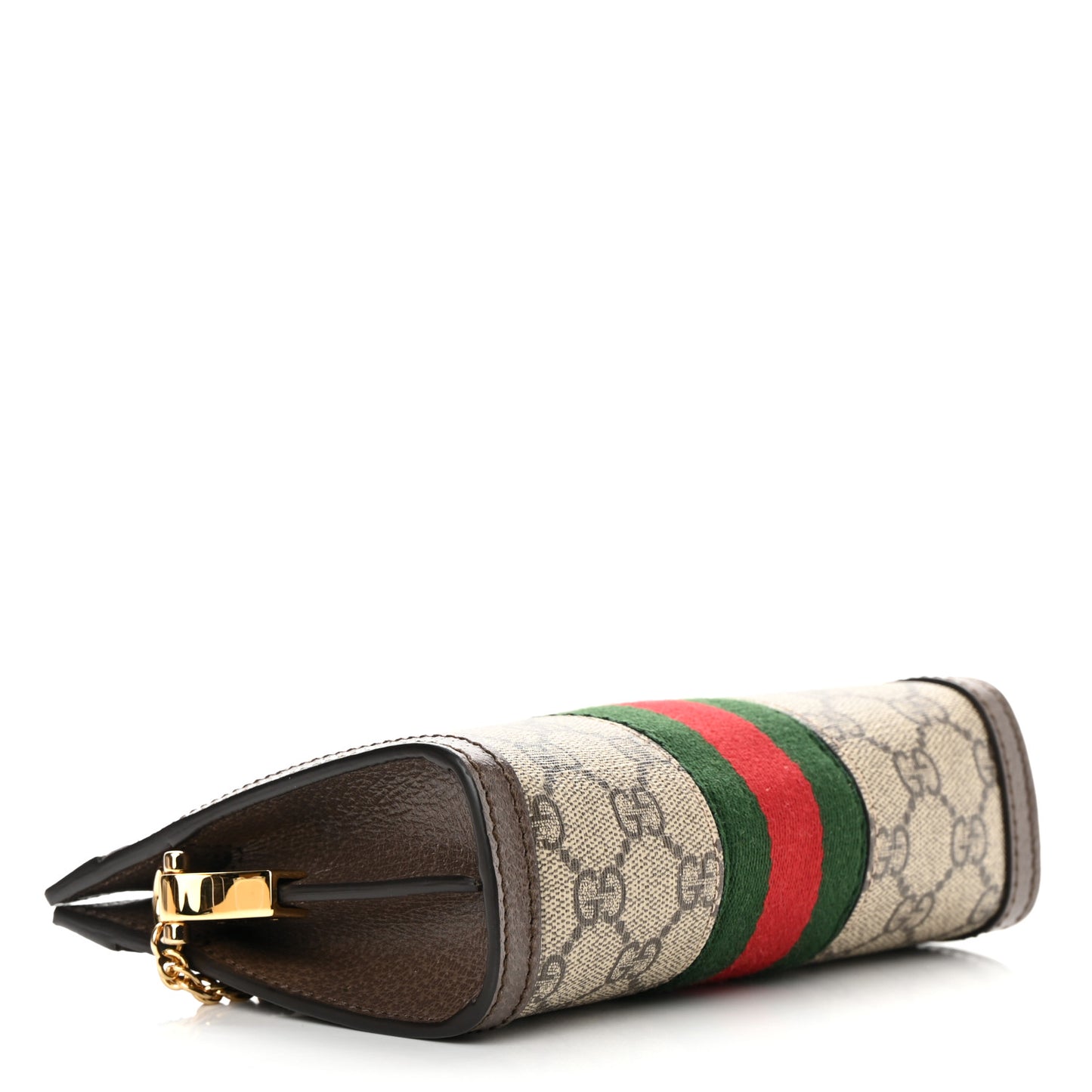 GG Supreme Monogram Textured Dollar Calfskin Web Mini Ophidia Chain Shoulder Bag Beige Ebony New Acero